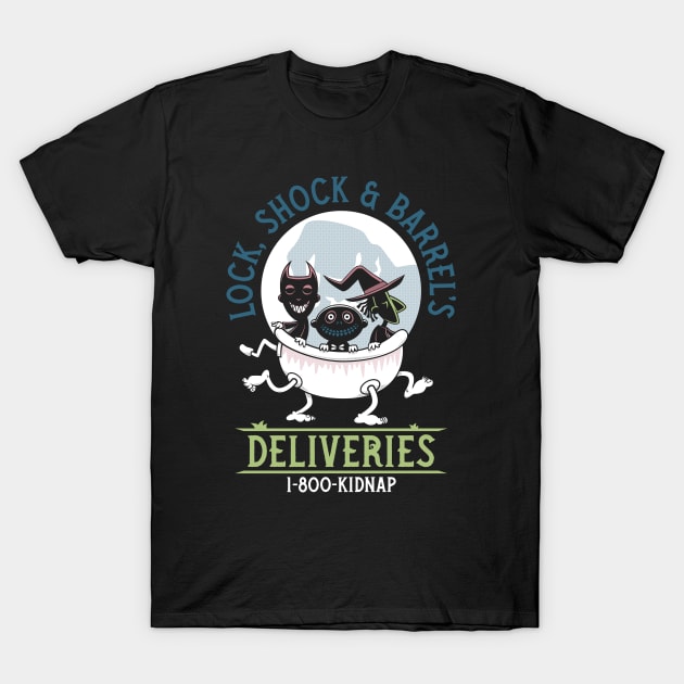 Lock, Shock & Barrel Deliveries - Nightmare - Creepy Cute Christmas Goth T-Shirt by Nemons